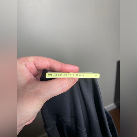 🏷️ NWT Aerie Real Me High Rise Mesh Leg 7/8 Black Leggings - Picture 6 of 9